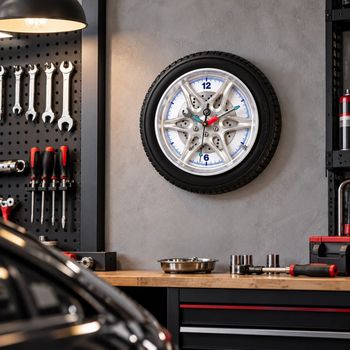 Zegar ścienny Perfect 36 cm – Opona samochodowa, motoryzacyjny zegar do garażu i pokoju (3).jpg
